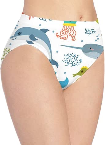 Womens Bikini Panties Cartoon Sea Life Animals Seamless Underwear