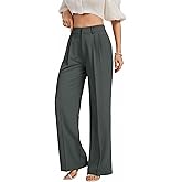 FUNYYZO Women Wide Leg Pants High Elastic Waisted Business Work Trousers Long Straight Suit Pants