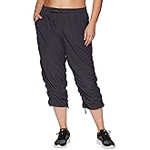 RBX Active Women's Plus Size Fashion Lightweight Woven Body Skimming Drawstring Capri Pant