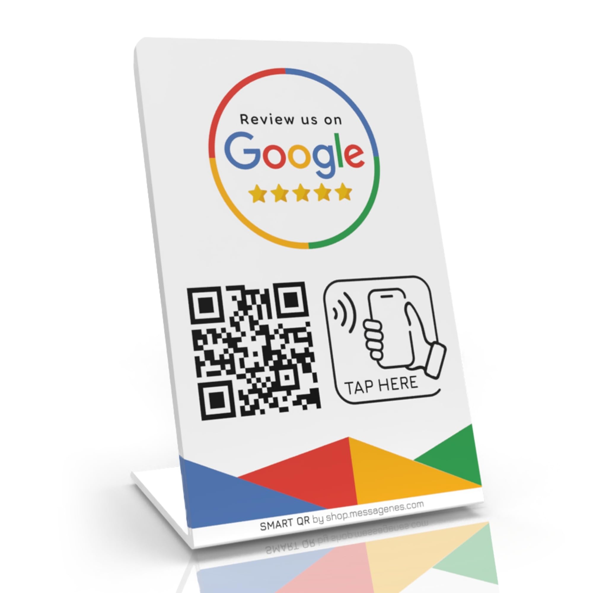 Review Tap Stand for Google Reviews - 1 Stand - QR & Tap NFC Stand - Instant Review Us Tap Stand - iPhone & Android - Boost my Reviews Stand - Set Up at Home | by MESSAGENES
