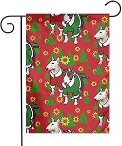 JUCHen Bull Terrier Christmas 12 X 18 Inches Double Sided Decorative Garden Flag Decorate for Outdoor Yard Garden