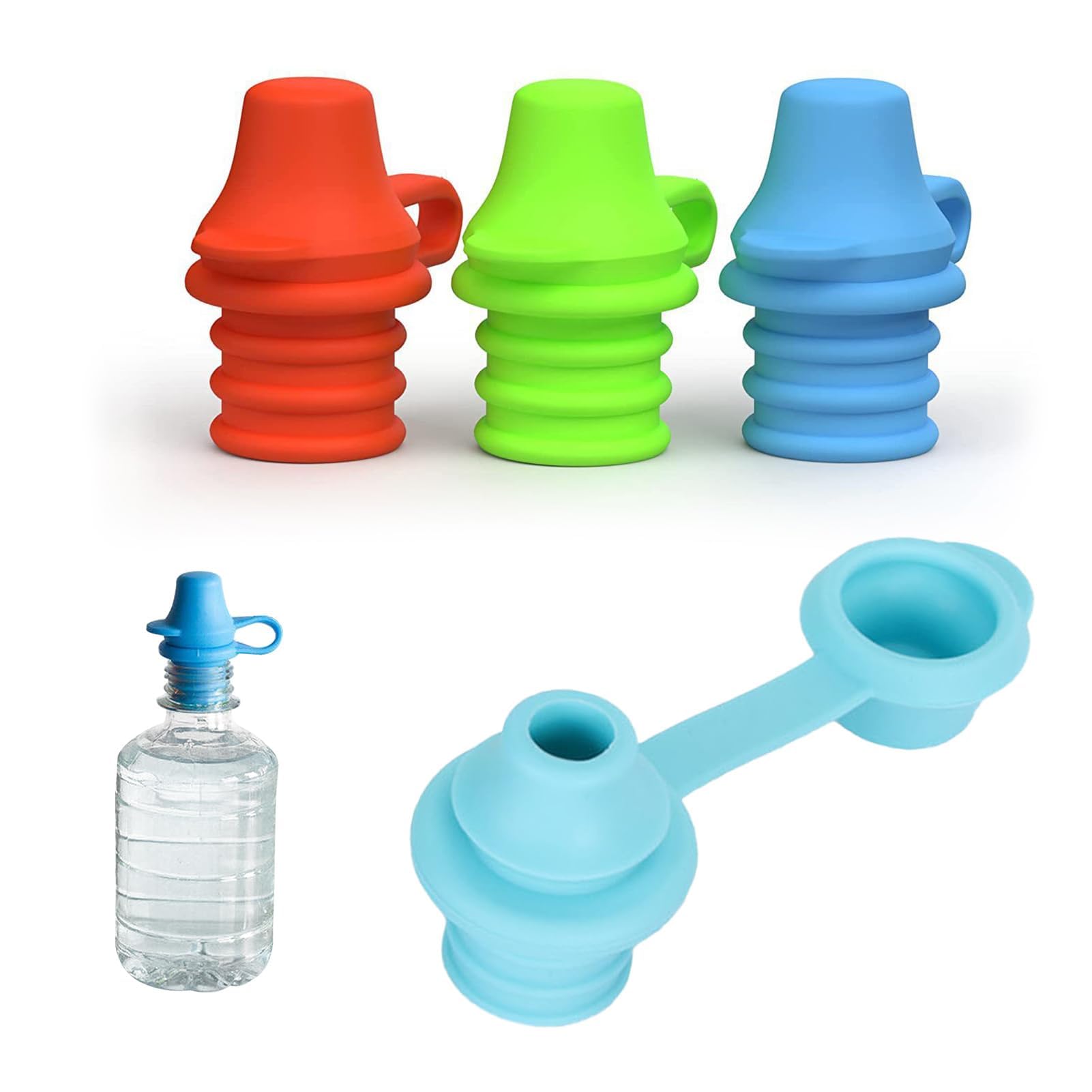 Jwthee 4PCS Colouful Silicone Spout, Silicone Bottle Covers Spill Proof Water Bottle Spout Adapter Water Bottle Caps Silicone Bottles Top Spout