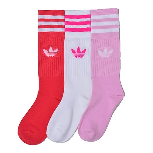 adidas Originals Socken Dreierpack SOLID CREW SOCK DY0383 Weiß Pink Rosa, Size:35/38
