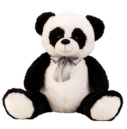 Geschenkestadl XL Panda Bär mit Schleife Teddybär 80 cm Kuschelbär Kuscheltier Stofftier Pandabär Teddy