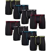 Reebok Mens Boxer Briefs - 8 Pack Stretch Performance 6" Inseam Moisture Wicking Mens Underwear Boxers with Contour Pouch