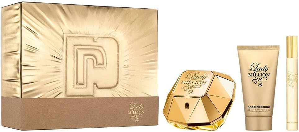 Paco Rabanne Lady Million Set 50ml EDP 75ml Lotion 10ml Parfum Spray