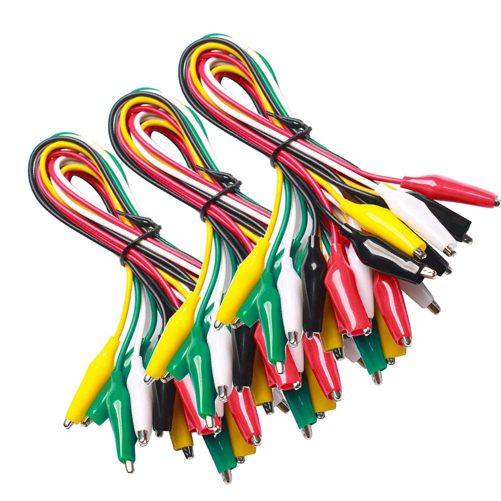 Gebildet 30 Pieces Solder Test Leads with Alligator Clips Set Insulated Test Cable Double-ended Clips (50cm)