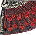 Newstarfactory Peacock Feather Red Sequins Design Black Plastic Folding Hand Fan