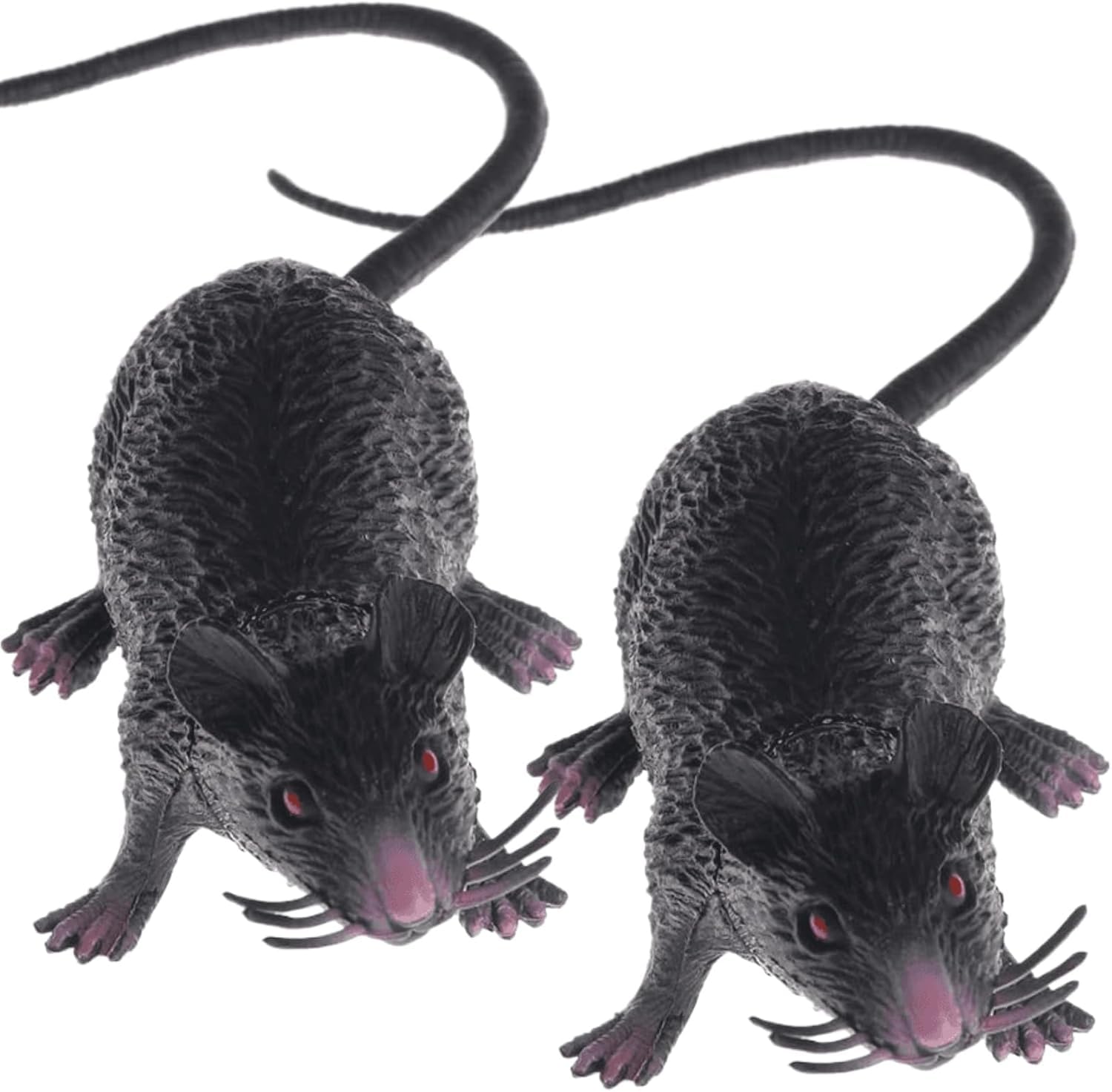 2Pcs Black Plastic Halloween Rat - Realistic Fake Mouse Toy for Party Decorations, Creepy Prank Props, Spooky April Fool's Day Trick, Lifelike Mice Figures for Halloween Party and Haunted House Decor