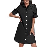ANRABESS Womens Button Down Shirt Dress Summer Short Sleeve Business Casual Shift Dresses with Pockets 2026 Trendy