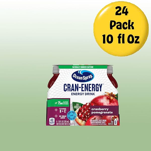 OCEAN SPRAY ENERGY CRAN-POMEGRANATE JUICE DRINK 10 FL OZ PLASTIC BOTTLES 24 PACK