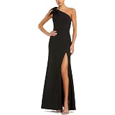 Mac Duggal Crepe One Shoulder Fitted Gown with Bow