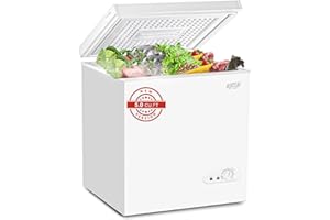 KRIB BLING Chest Freezer 5.0 cu.ft Mini Adjustable 7 Thermostat Compact Deep Freezer Top Door Low Noise with Removable Basket White