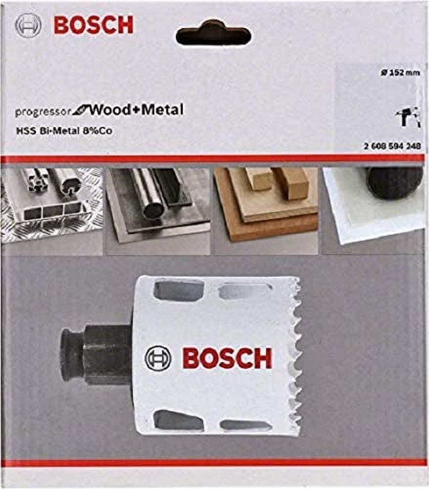 BOSCH Bi-Metal Hole Saw (for Wood and Metals 8% Cobalt Alloy, Progressive Tooth Design, diameter 152 mm, Accessory Drills)