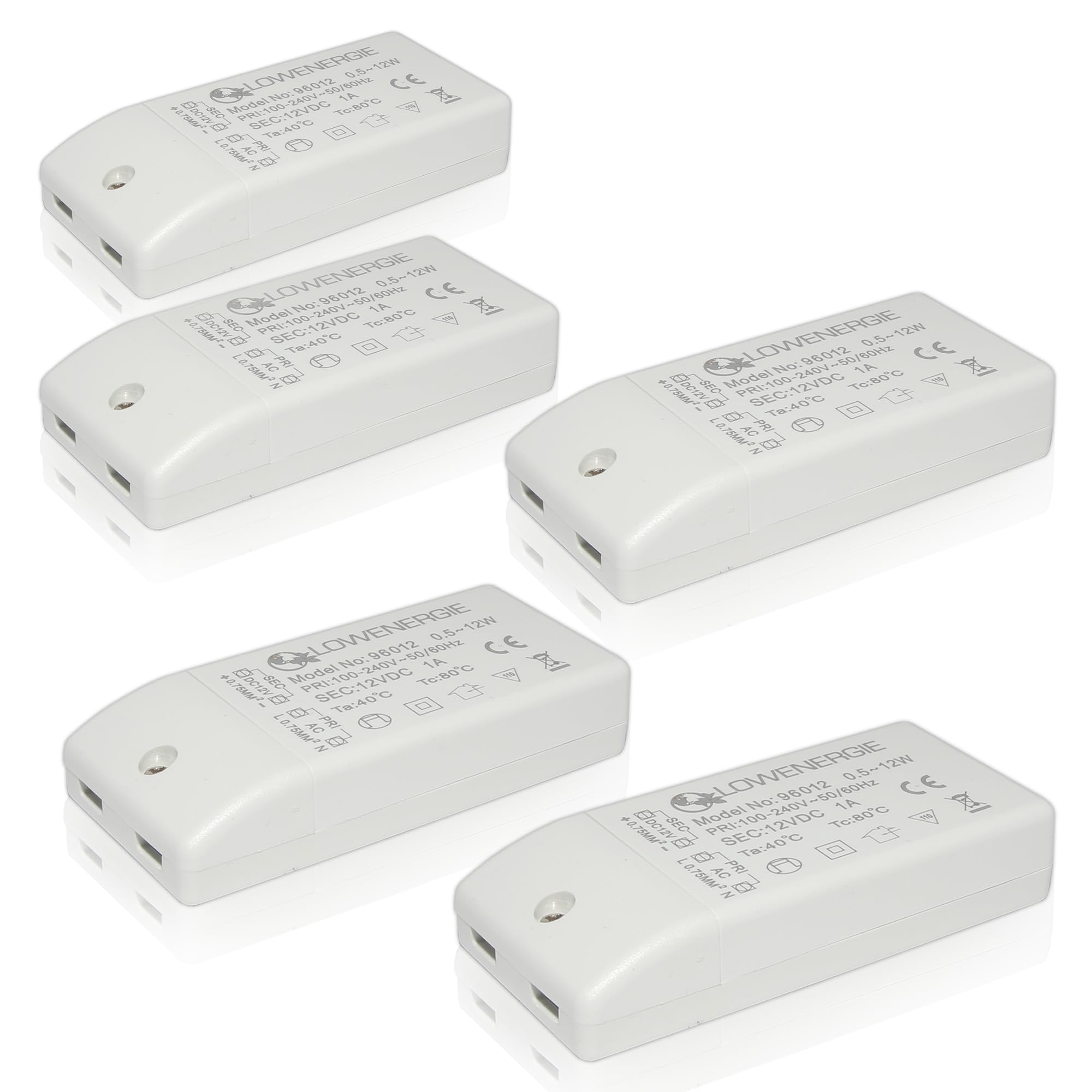 LOWENERGIE LED Driver Power Supply Transformer, 12w 240V - DC 12V, for Light Strips, LED Bulbs and Ring Doorbell (5)