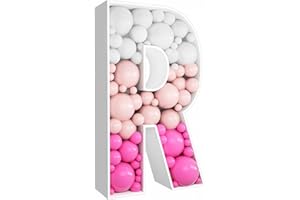 JW Passion - Premium Quality, Made With Passion 3FT Tall Mosaic Balloon Frame Letters Big Marquee Light Up DIY Kit for Birthday Party Wedding Backdrop Decor Letter R Pre-Cut Foam Board