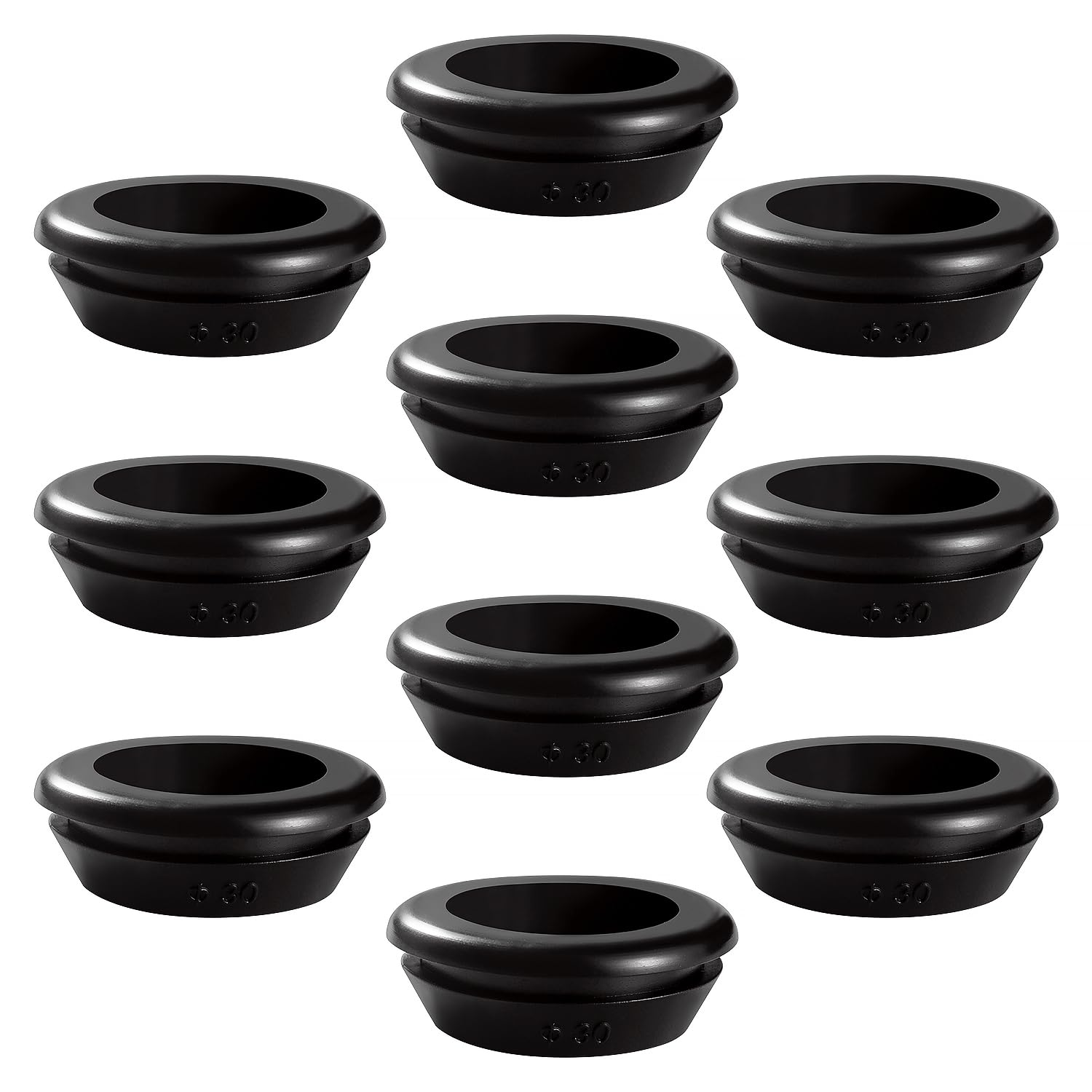 YIXISI 10 PCS Diameter 25 * 30 mm Rubber Grommets, Conductor Gasket Ring Grommets, Black Rubber Hole Plugs Electrical Wire Gaskets, for Protecting Wires, Cables and Plugs