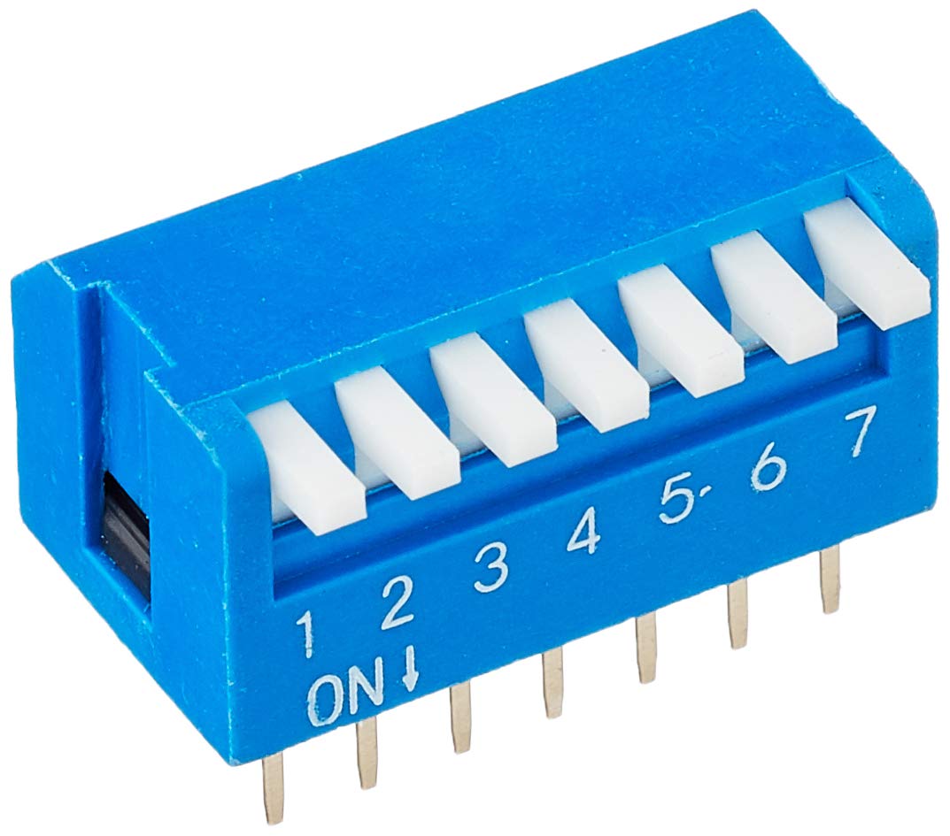 DeLOCK DIP Rocker Switch Piano 7 Digit 2.54 mm Pitch THT Blue Pack of 10