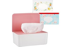 Whiidoom Diaper Wipes Dispenser Wipes Holder, Wipes Tissue Case Keeps Wipes Fresh Tissue Wipes Container with Lid (Pink)