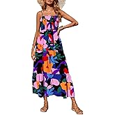PRETTYGARDEN Women's Summer Maxi Dress 2026 Casual Boho Sleeveless Spaghetti Strap Smocked Tiered Long Beach Sundresses