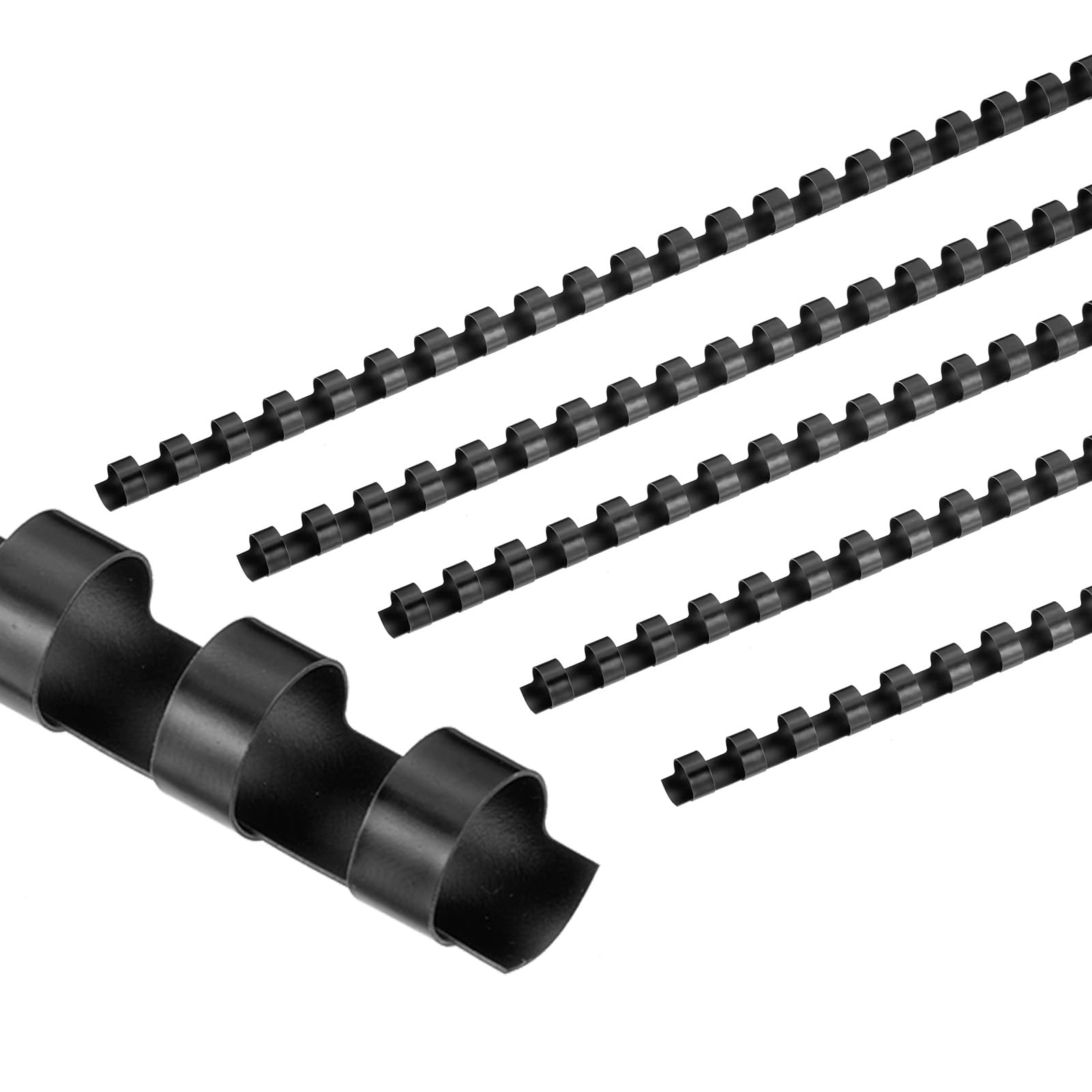 PATIKIL 10mm (3/8") Plastic Binding Combs, 100 Pcs 21 Rings Comb Binding Spines 60 Sheet Capacity Letter Size for Binding Paper Sheets, Black