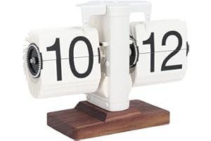 TOPINCN Flip Desk Clock, Retro Digital Flip Down Clock 24H Automatic Page Turning, Auto Table Large Number Mechanical Desk fo