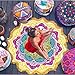 Mandala Roundies，Cozime Gypsy Tablecloth Beach Towel Beach Throw, Indian Mandala Tapestry, Yoga Mat, Picnic Mat, Table throw Table Cover (Tassel Yellow and Purple)