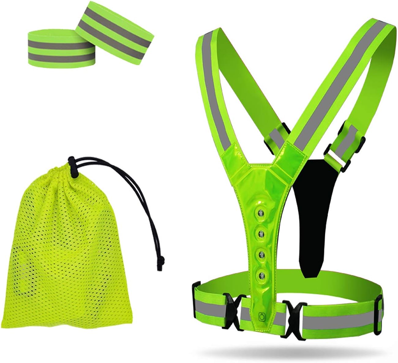 BUDERMMY Led Reflective Vest, High Visibility Safety Running Vests with Armbands Reflective Gear