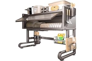 Space saving dish racks for sink over, Large capacity dish drying rack for kitchen counter, drainer rack for kitchen Shelf, w