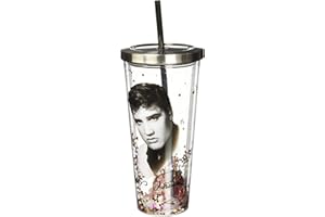 Spoontiques Elvis Presley Glitter Cup With Straw, 20 ounces, Multicolor (NEW-Elvis Presley)
