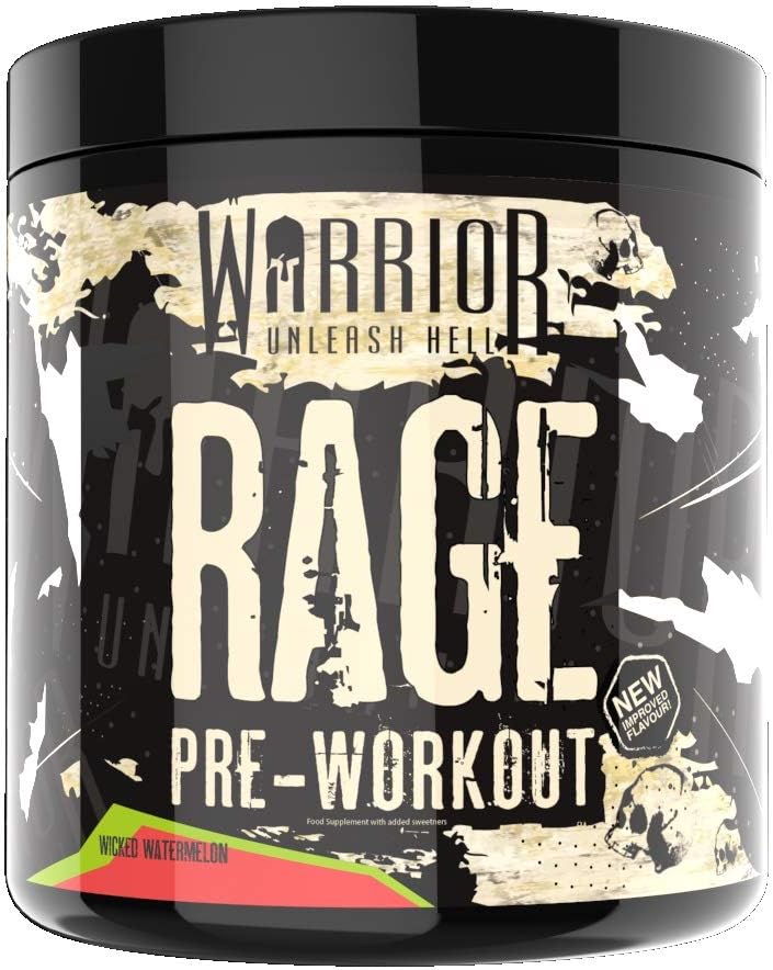 Warrior Rage Pre Workout Powder 392g (45 Servings), 300mg Caffeine High Stim Energy Drink Supplement + Beta-Alanine, Creatine