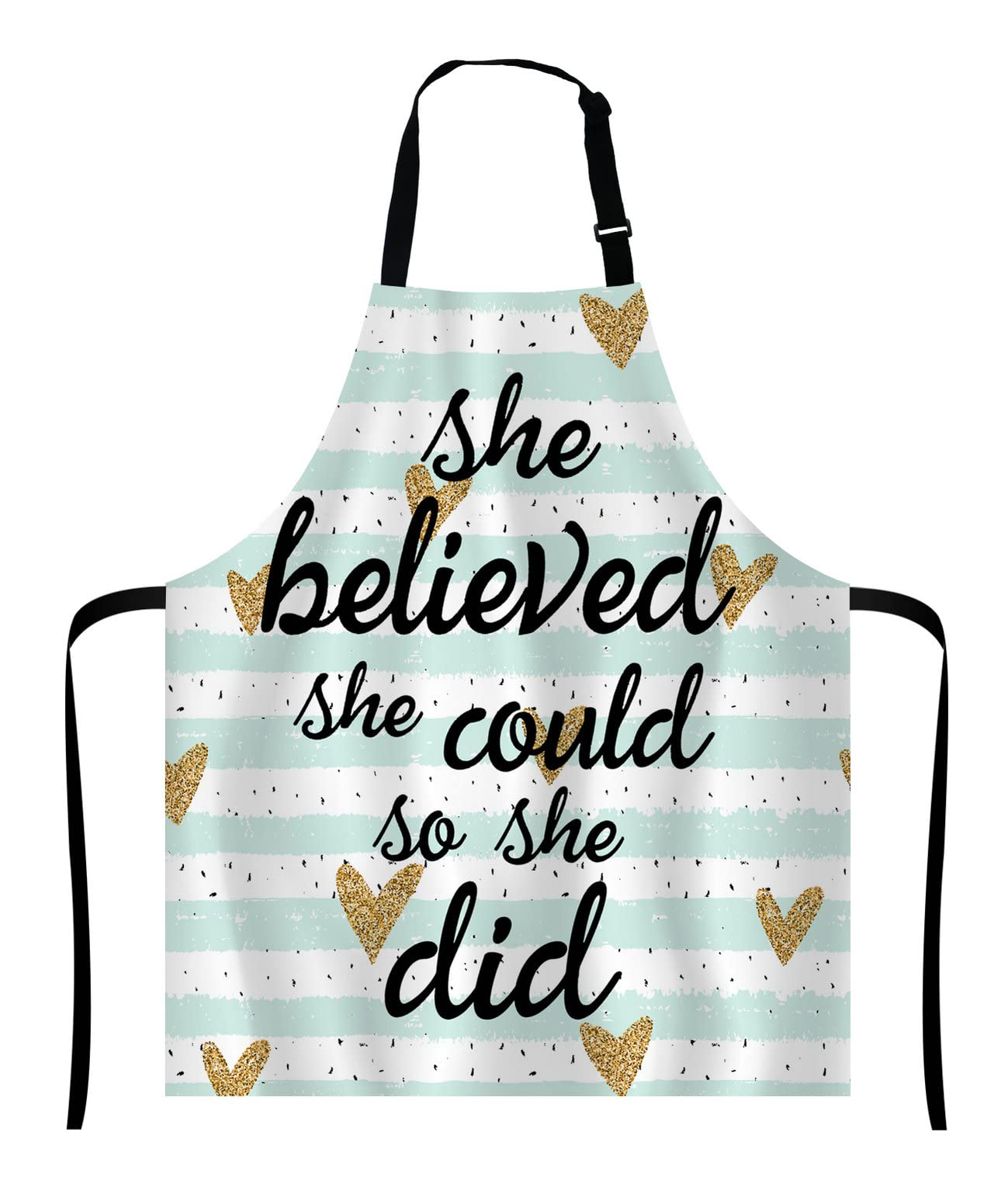 Wasach She Believed She Could So She Did Inspirational Quotes Apron,Adjustable Neck Bib for Men Women,Suitable for Kitchen Cooking Waitress Chef