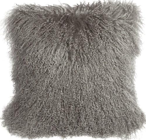 Amazon Com Pillow Decor Mongolian Sheepskin Gray Throw Pillow