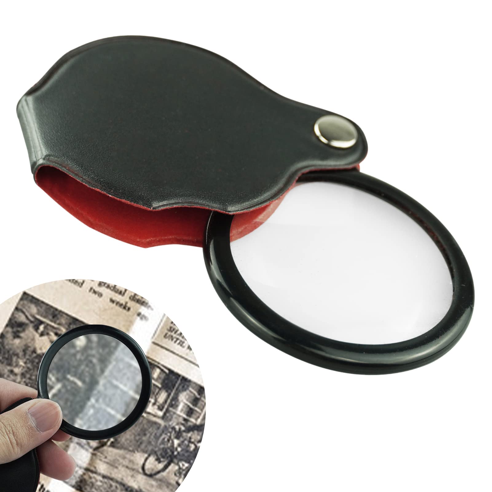 Mini Pocket Magnifier,Folding Pocket Magnifying Glass,10X Folding Pocket Magnifier with Cortical Protective Cover for Reading, Crafts, Science Class, Hobby, Jewelry(2 Pack)