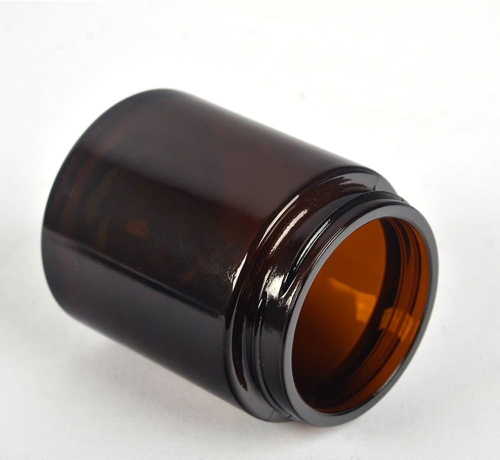 SHiZAK 120ml 4 oz Amber Round Glass Jars with Black Lids and White Inner Liners Great Perfect for Cosmetics and Face Cream Lotion and Personal Care Products and More (Pack of 6) - Image 3