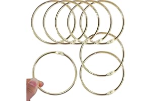 HAHIYO Metal Binder Rings 3.3 Inch, Gold, 8Pcs, Holds Up to 750 A4 Pages, 2 Holes, Ideal for Office, School, Home Use