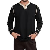 LuxMania Men's Casual V Neck Long Sleeve Tees Henley T-Shirt Comfortable Pullover Tops with Pocket