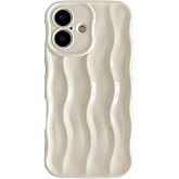 Caseative for iPhone 16 Case, White | Water Ripple Pattern Curly Wave Frame Soft