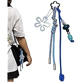 LOTMIAI Colorful Hand-Braided Bag Charm Keychain with Beads – Cute Accessory for Backpacks, Handbags & Tote Bags – for Women & Girls Blue