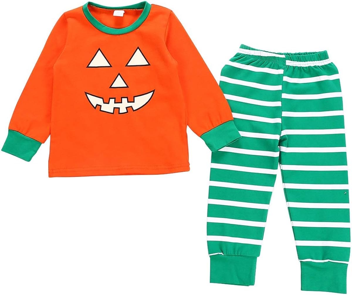 Halloween Pumpkin Family Matching Pajamas Set Striped Sleepwear