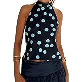 Women Y2K Halter Top Sexy Sleeveless Backless Mock Neck Floral Print Tank Top Polka Dot Camisole