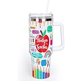 Whaline 40oz Back to School Tumbler with Handle Straw and Lid Teacher Appreciation Gift Travel Tumbler Inspirational Motivational Coffee Cup for Holiday Birthday Party Favors