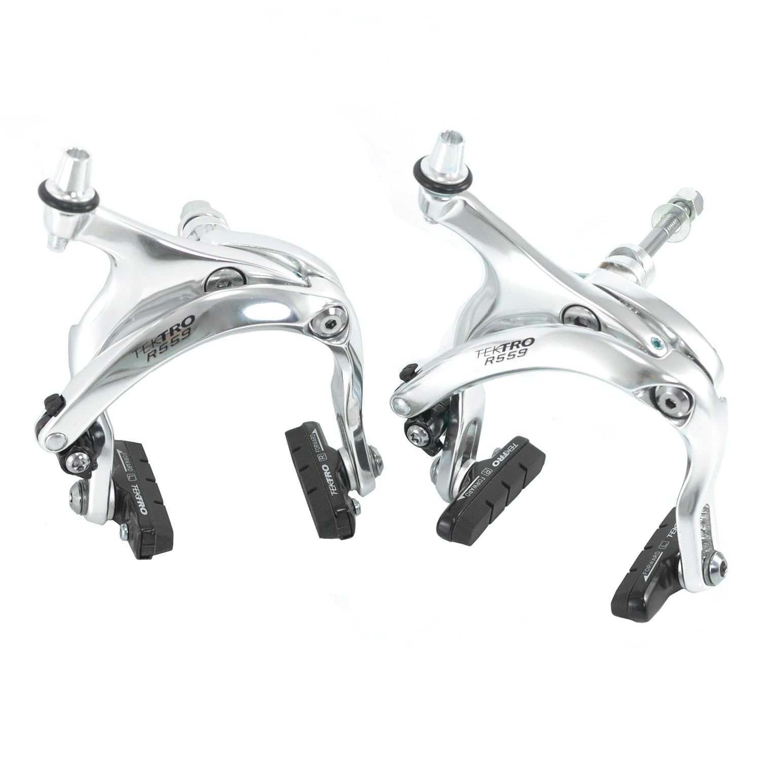 Tektro R559 Caliper Brake Set Long Reach 53-73mm Nutted Mount, Silver, ST1491-S-T