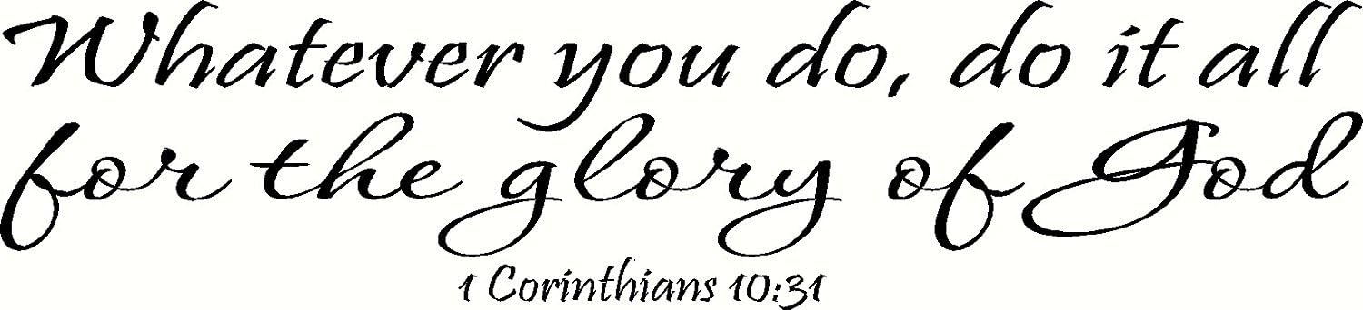 Blue 45" X 10" 1 Corinthians 10:31 Wall Art, Whatever You Do, Do It All for The Glory of God Inspirational Bible Quote Decal Vinyl Decor Art