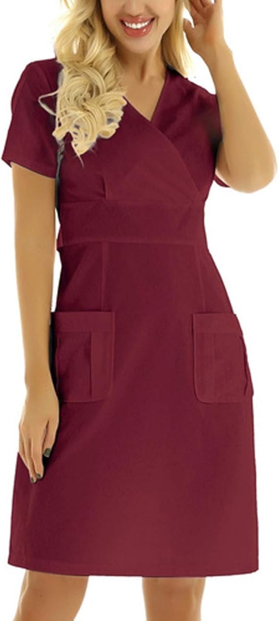 AKOMOWO Summer Dresses for Women Nurse Uniform ShortSleeved Casual