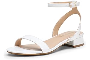 DREAM PAIRS Women Black White Nude Clear Sandals Low Heel Dressy Sandals Ankle Strap Open Toe Chunky Block Heeled Summer Classic Comfortable Flat Shoes