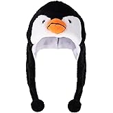 Baluue Penguin Plush Hat, Cute Animal Winter Beanie with Ear Flaps, Fuzzy Cartoon Costume Cap for Kids Adults, Soft Warm Ski Headwear, Novelty Party Favors