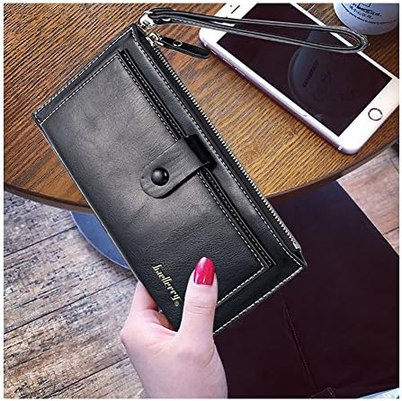 Long Wallet for Women Clutch Purse Bag Card Cash Phone Holder Case with Zipper Wristlet Strap