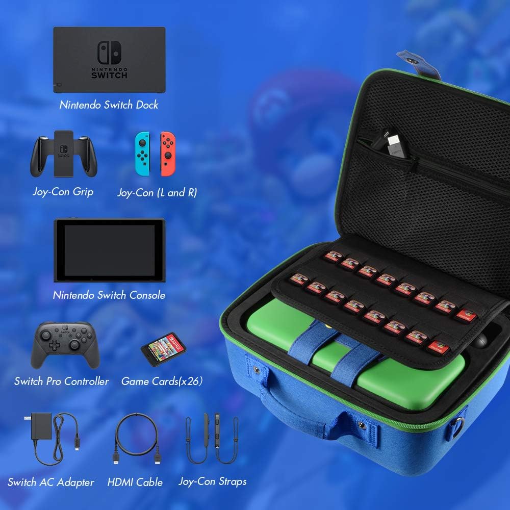 XCSOURCE Carrying Storage Case Compatible with Nintendo Switch System,Cute and Deluxe,Protective Hard Shell Carry Bag for Nintendo Switch Console and Accessories(Green): Home & Kitchen