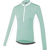 bpbtti Women's Half Zipper Long Sleeve Cycling Jersey Bike Biking Shirt with 3-Real Pockets